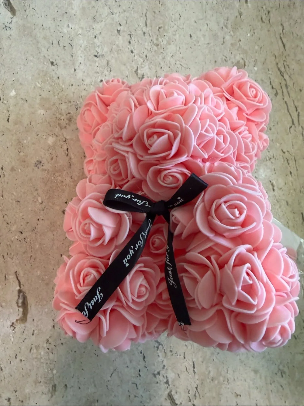 Adorable Pink Foam Rose Teddy Bear NEW “Just for You”